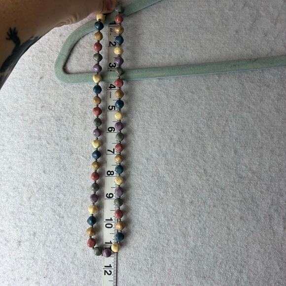 11" Multicolor Boho Hippi Necklace Muted Earth Tone Smooth Rock Pebbles Teacher - Picture 4 of 7